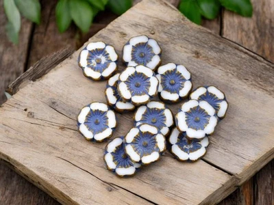 12 mm púrpura lavado blanco Picasso flor hawaiana cuentas de vidrio checo 12 cuentas Foto 1 de 4