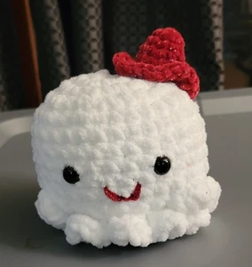 Handmade Cute Crochet Ghost Witch Plushie Adorable Plush Red Hat Fall Harvest - Picture 1 of 6