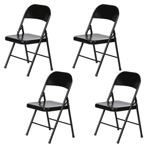 Silla plegable de metal de acero Plastic Development Group, negra (paquete de 4) (caja abierta) - Imagen 1 de 7