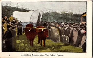 Cartolina Ezra Meeker Dedica un Monumento Dalles Oregon Divisa Indietro Non Spedita - Foto 1 di 2