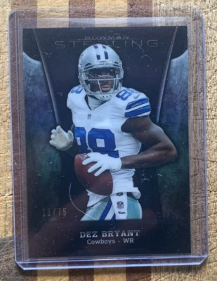 2013 Topps Bowman Sterling Refractor DEZ BRYANT 11/75 #9 - Cowboys - Image 1 of 2