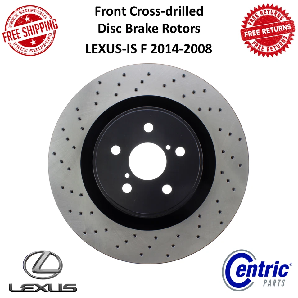 Rotores de freio dianteiros perfurados Centric Premium estilo OE para 2008-14 Lexus IS-F - Imagem 1 de 4