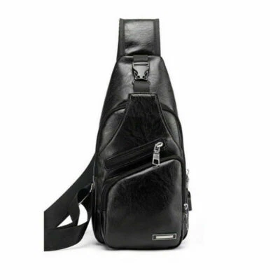 Mens Chest Shoulder Backpack Sling Cross Body Man Leather Satchel Travel Bag US - Image 1 of 4