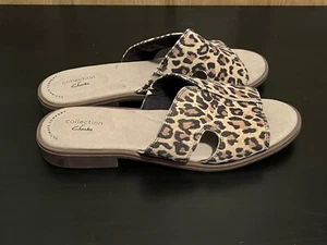 Clarks Women's Declan Ivy Sandal (Size 7.5 Wide) Leopard Print Comfortable Flat - Picture 1 of 13