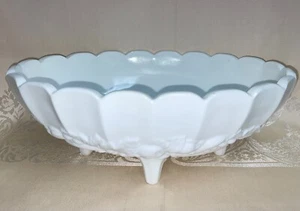 White Milk Indiana Glass Footed Fruit Bowl 13" Oval Fruit Pattern - Picture 1 of 8
