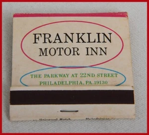 Philadelphia, Pennsylvania Franklin Motor Inn Vintage Matchbook Cover FREE SHIP - Picture 1 of 5