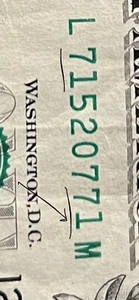 2013 $1 Schein, Buchstützen mit Fehlausrichtung Serie #71 - Bild 1 von 3