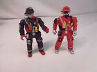 Figurines articulées pompier vintage 3,5 pouces en plastique (2) rouge & noir
