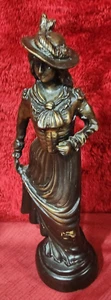 STATUA BUSTO DA DONNA FRANCESE Art Nouveau SCULTURA abito vittoriano bronzo - Foto 1 di 7