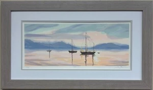S. Bloom "Serenity" Hand Signed Limited edition FRAMED Sailboats Seascape New! - Picture 1 of 5