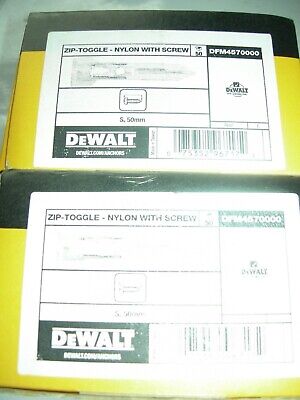 DEWALT Zip Toggle Nylon Self Drilling Plasterboard Gypsum Inc Screws 100 Fixings • 21.81£