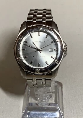 Мужские часы Chrome By Azzaro серебристые с индикатором даты непроверенные - Изображение 1 из 4