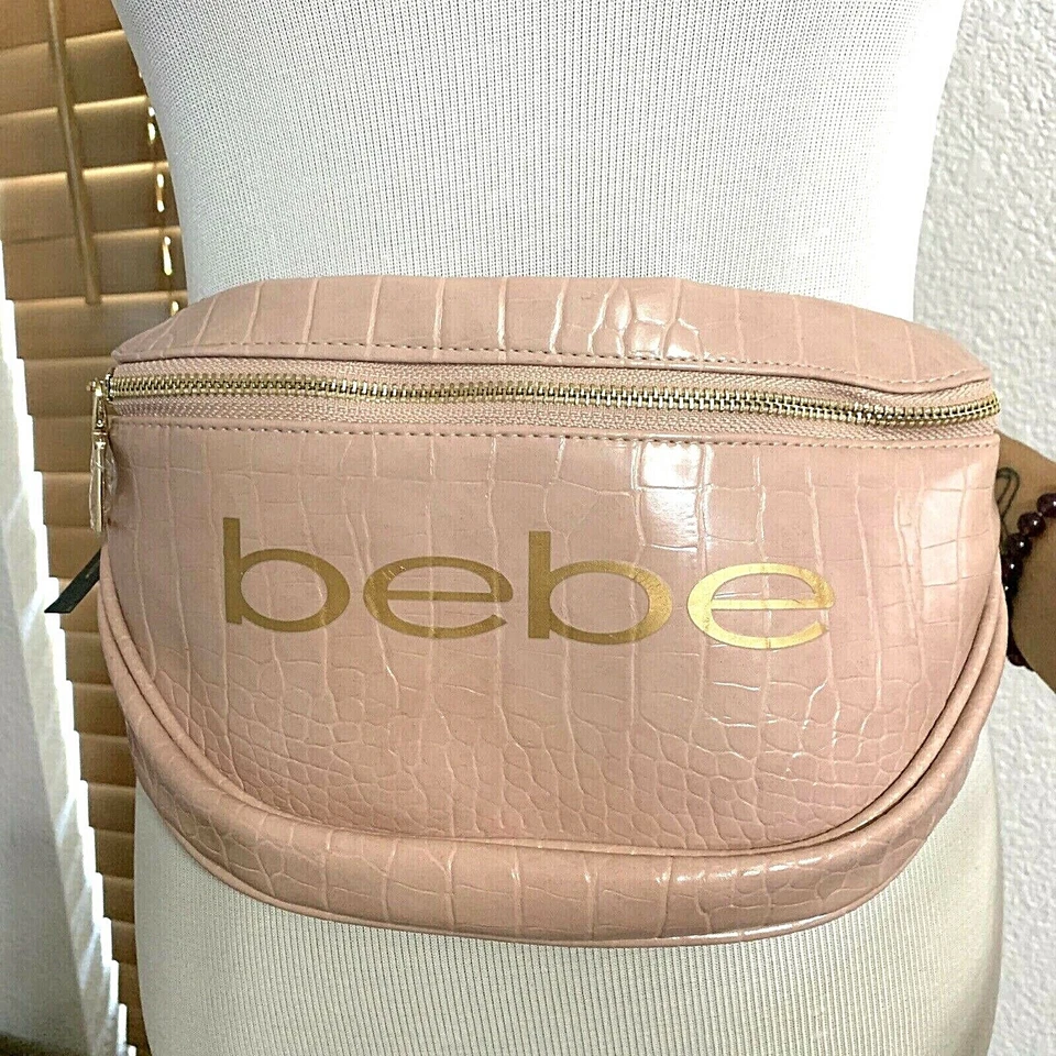 Bebe Josephine Croco Convertible Sling Bag Purse Dusty Pink