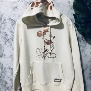 Disney Classic Mickey Mouse Hoodie Girls Size Large 11-13 Ivory Rose Gold - Picture 1 of 14