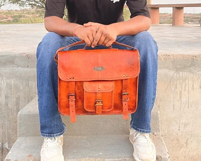 Vintage Genuine Leather Satchel Shoulder Bag Messenger Laptop briefcase for Men - Image 1 of 4