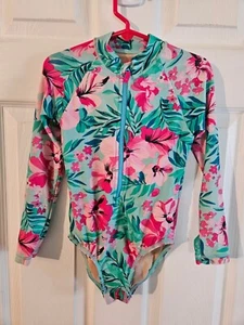 J Crew Crew Cuts Swimwear Girls Size 4-5  Rash guard Long sleeve Floral UPF+50 - Picture 1 of 3