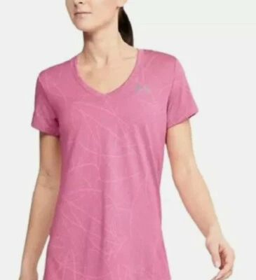 Camisa para mujer Under Armour Tech cuello en V mármol jacquard rosa XS 1345870-91 Foto 1 de 4