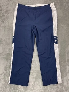 VTG Nike Youth Windbreaker Track Pants Large 14-16 Navy Lined Ankle Zip Y2K - Picture 1 of 10