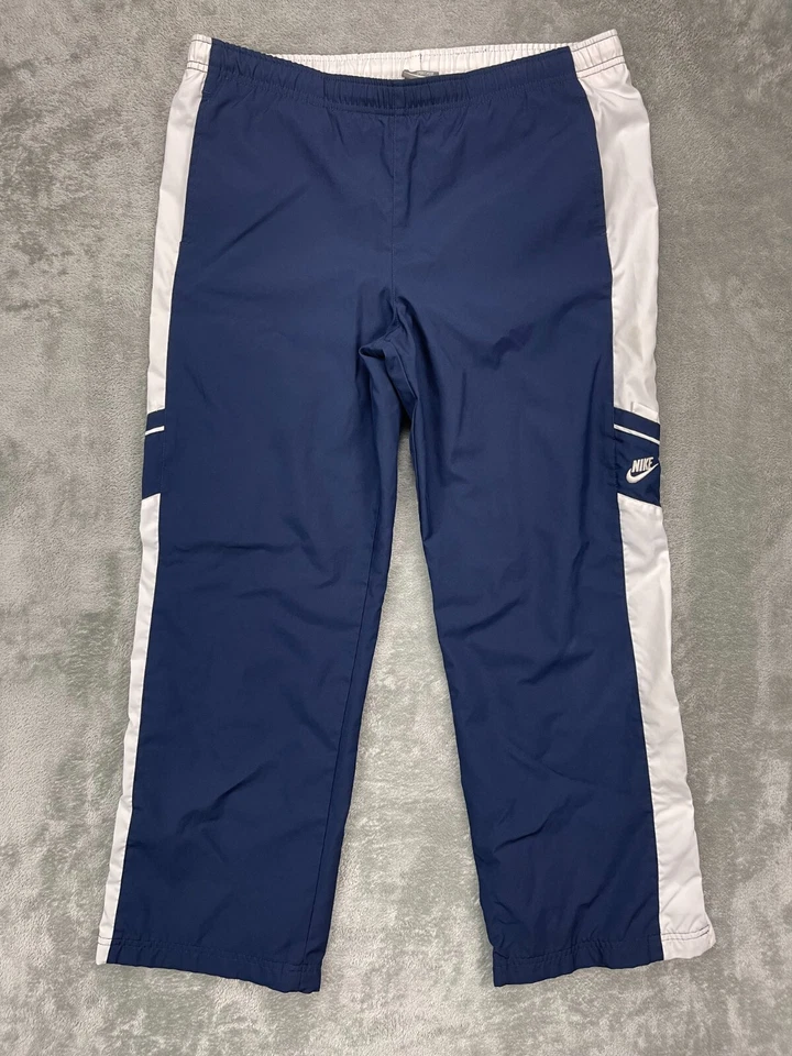 VTG Nike Youth Windbreaker Track Pants Large 14-16 Navy Lined Ankle Zip Y2K - Image 1 of 4