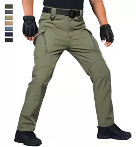 Men's Winter Outdoor Pants Fleece Lined Hiking Working Warm Softshell Snow Pants - Picture 1 of 63