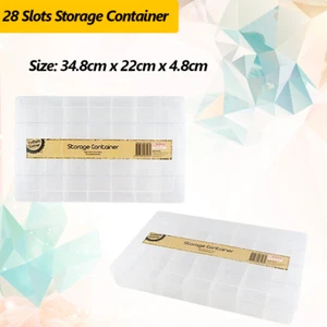 Large Plastic Craft Storage Container 28 Compartments Organiser Hobby Tool Box - Picture 1 of 2