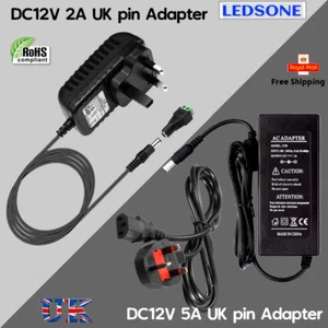 24/60W AC/DC12V 2/5A Netzteil Adapter 3PIN UK Stecker für LED Leuchten Streifen - Bild 1 von 22