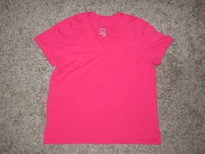 LUCKY IN LOVE TENNIS GOLF TOP MEDIUM 8-10 HOT BRIGHT PINK V-NECK SHORT SLEEVE - Picture 1 of 3