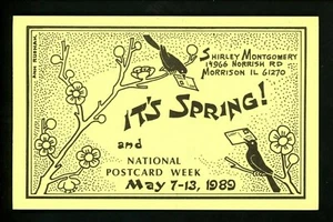 National Postcard Week 1989 Illinois IL Morrison Blackbirds Flowers - Picture 1 of 2