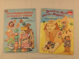 Vintage Muppet Babies Coloring Books Round The World Nursery School - Picture 1 of 15