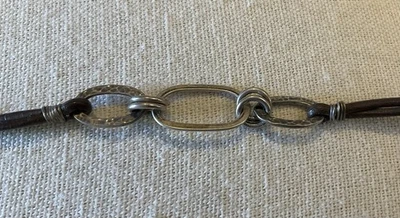 Sterling Silver Leather Bracelet Dangle Charms Toggle Clasp Fits Sz 6.5” Circles - Image 1 of 4