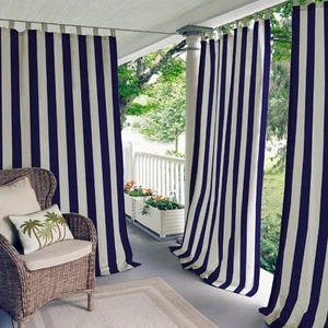 Elrene Home Fashions Highland Stripe Indoor/Outdoor Curtain Panel, 50 inches ... - Picture 1 of 8
