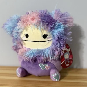 Squishmallows Eden 8” Plush Purple Big Foot Yeti With Hearts Valentine's NWT - Picture 1 of 10