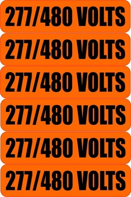 AWARENESS VINYL 6x 277 / 480 Volts Warning Vinyl Decal | Outdoor Laminated | Electrical Safety