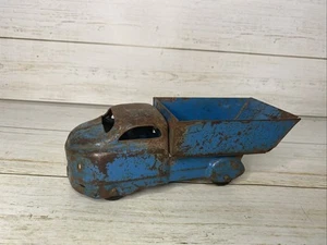 Vintage Wyandotte or Marx Pressed Steel Toy Dump Truck Rubber Wheels 1930s Blue - Picture 1 of 9