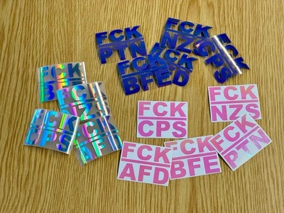 MARKENLOS FCK AFD NZS PTN- Holo 4x4 cm Antifa 5-20 Stk. Aufkleber Sticker