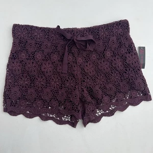 Pantalones Cortos No Boundaries Para Mujer M Vino Crochet Encaje Boho Coqueta Country Juniors - Imagen 1 de 11