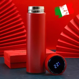 Borraccia Termica In Alluminio 500 ML Rosso Con Display Temperatura Resistente - Foto 1 di 8