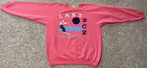 Vintage 1987 LAST RUN Smoky Mountains Pink Sweatshirt USA LARGE Long Sleeve Ski - Picture 1 of 4