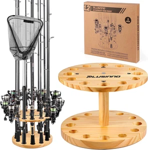 1er Pack V12 Angelrutenhalter für Garage - Holz Runde Aufbewahrung Organizer Ständer - Bild 1 von 9