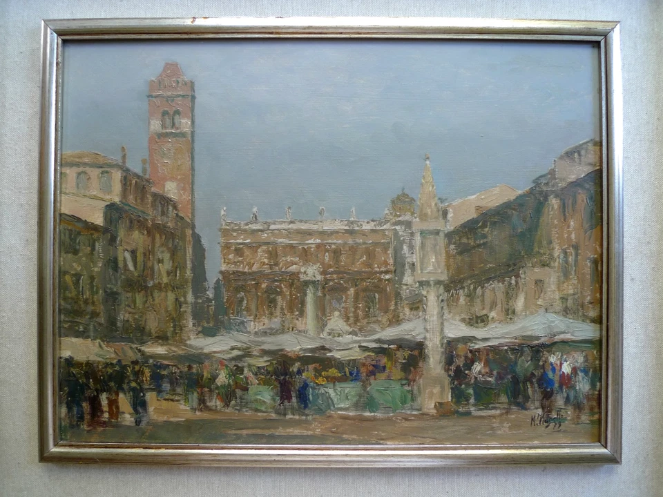 Marcello Vianello 1909-1985 - Piazza delle Erbe in Verona - Bild 1 von 4