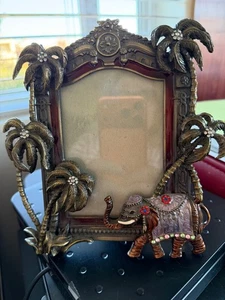 Bilderrahmen Metall und Schmuck 3,5x5 Palme und Elefant - Bild 1 von 2