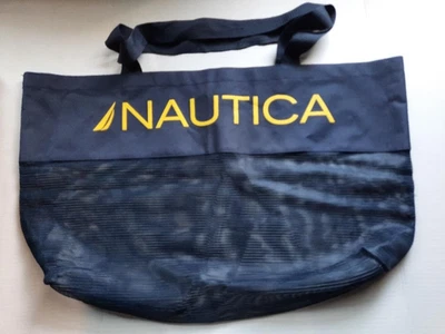 Nautica большой сетки / холст темно-синий пляж сумка / сумка с короткими ручками - неиспользованный - Изображение 1 из 3