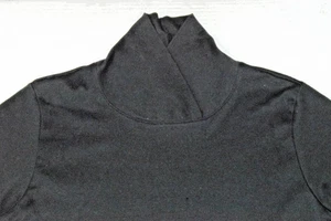 Vintage Shirt Ultra Knit Size M 80s Black Cotton Poly Blend High Neck Made USA - Picture 1 of 9