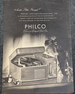 1946 Philco Print Ad Tabletop Plattenspieler Vintage Musikgerät Ephemera - Bild 1 von 1