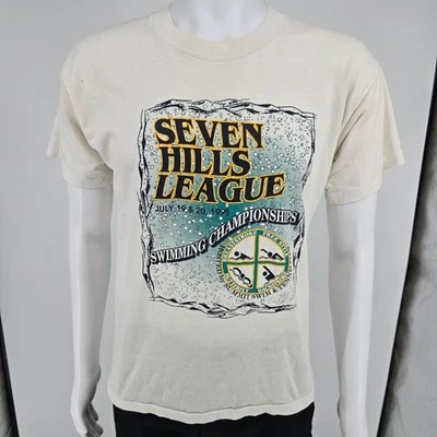 Vintage 1995 Cincinnati Seven Hills League Swimming Championships T-Shirt (L) - Image 1 of 4