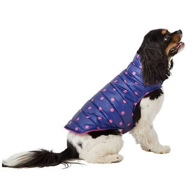 Top Paw Blue Dot Puffer Fleece Lined Dog Jacket Coat Vest Size XXS Winter Spring - Image 1 of 4