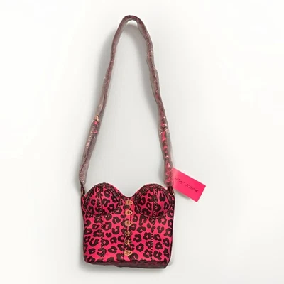 Authentic Early 2000s Y2K Betsey Johnson Corset Purse NWT Rare Leopard Pink HTF - Image 1 of 4