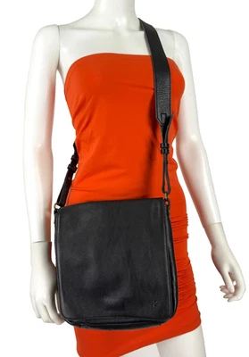 Bolsa de ombro Ellington autêntica couro preto tiracolo bolsos carteiro aba ESTADO PERFEITO - Imagem 1 de 4