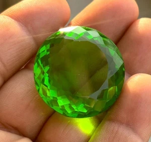 90. 50 Ct Natural Certified Green Peridot Translucent Round Shape Loose Gemstone - Picture 1 of 6
