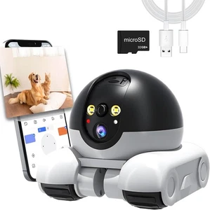 Pet Camera, 1080p Security Camera for Home, Movable Robot Cam White - Picture 1 of 9